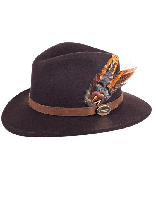 Suffolk Fedora Bronze Side Feather - Brown - 5