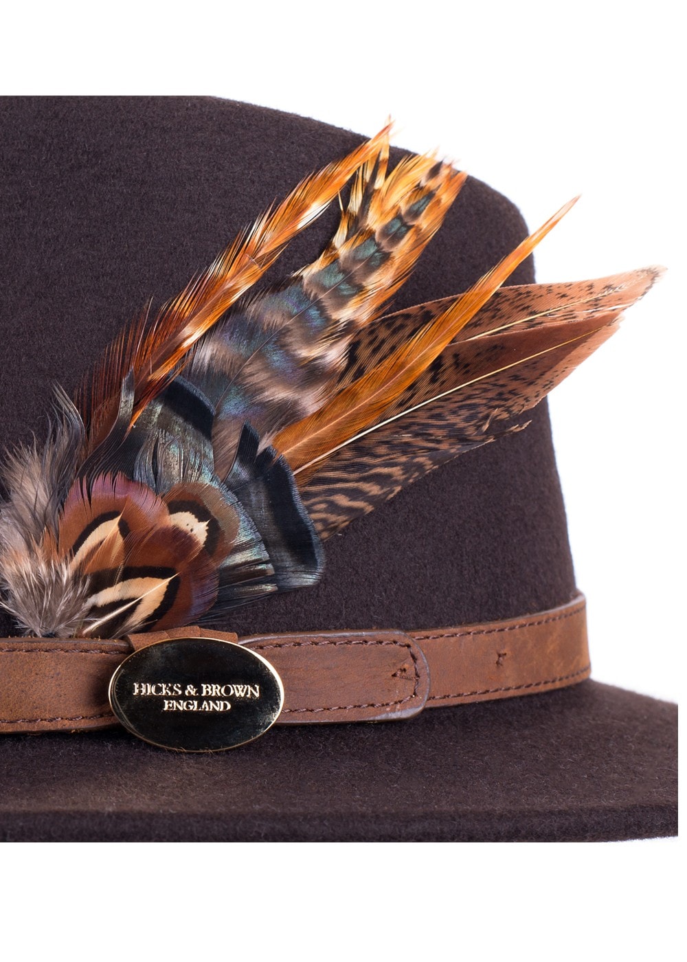 Suffolk Fedora Bronze Side Feather - Brown - 6