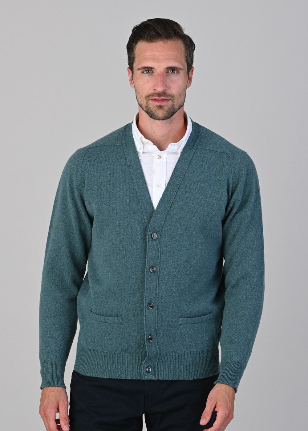 Leven 2 Ply Lambswool Cardigan - Lovat - 1