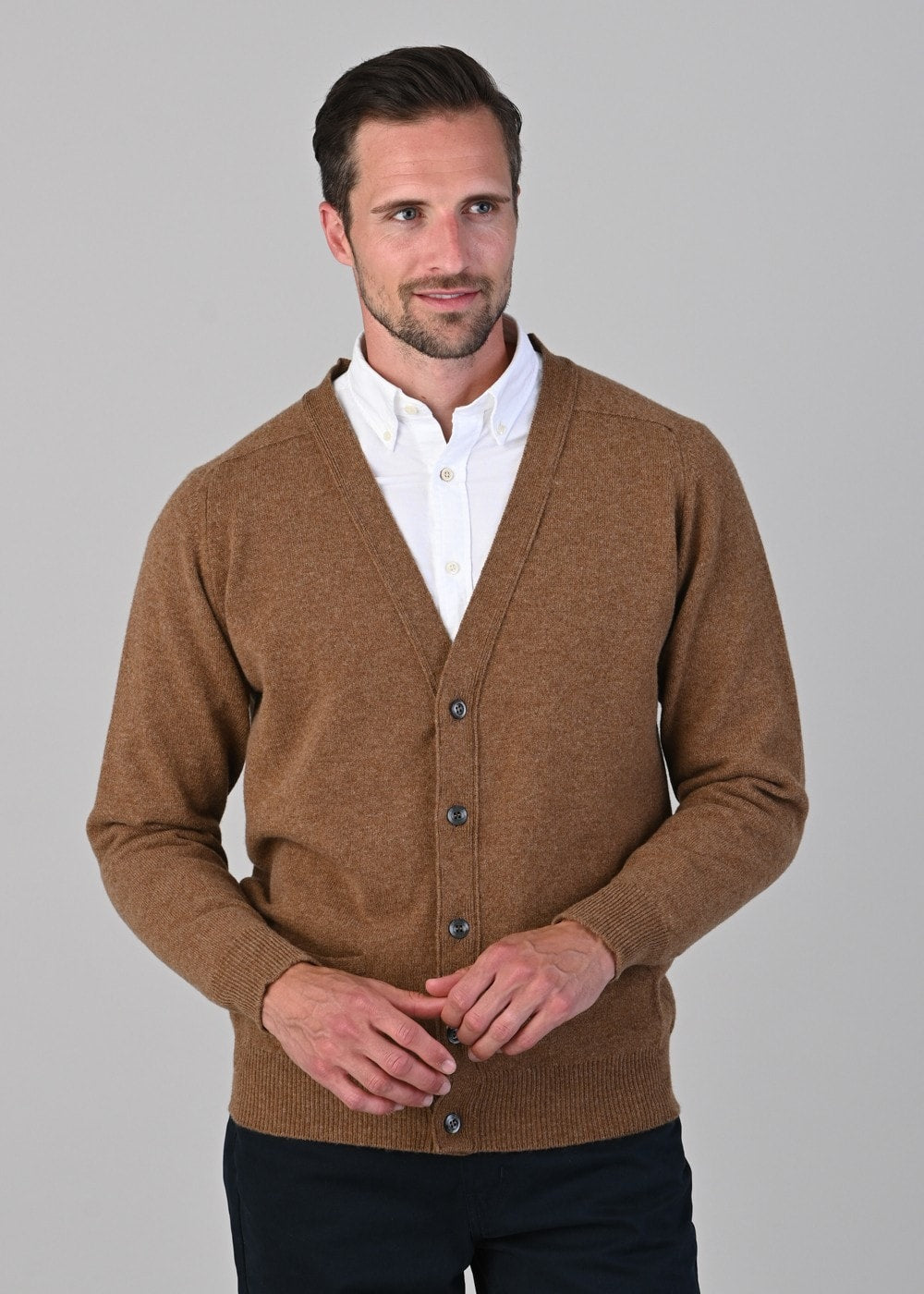 Leven 2 Ply Lambswool Cardigan - Savannah - 1