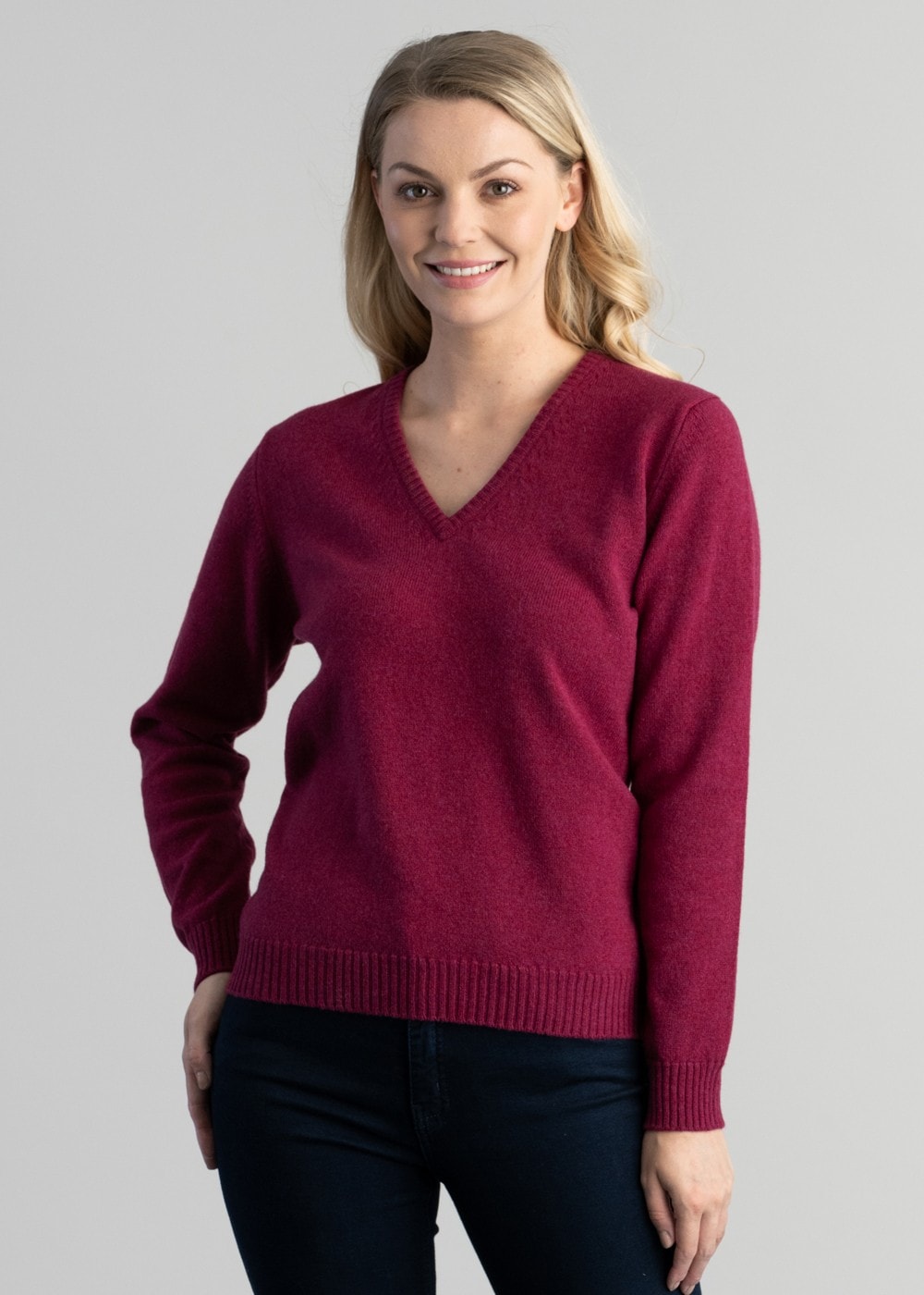 Lindsey Lambswool V-Neck - Rosehip - 1