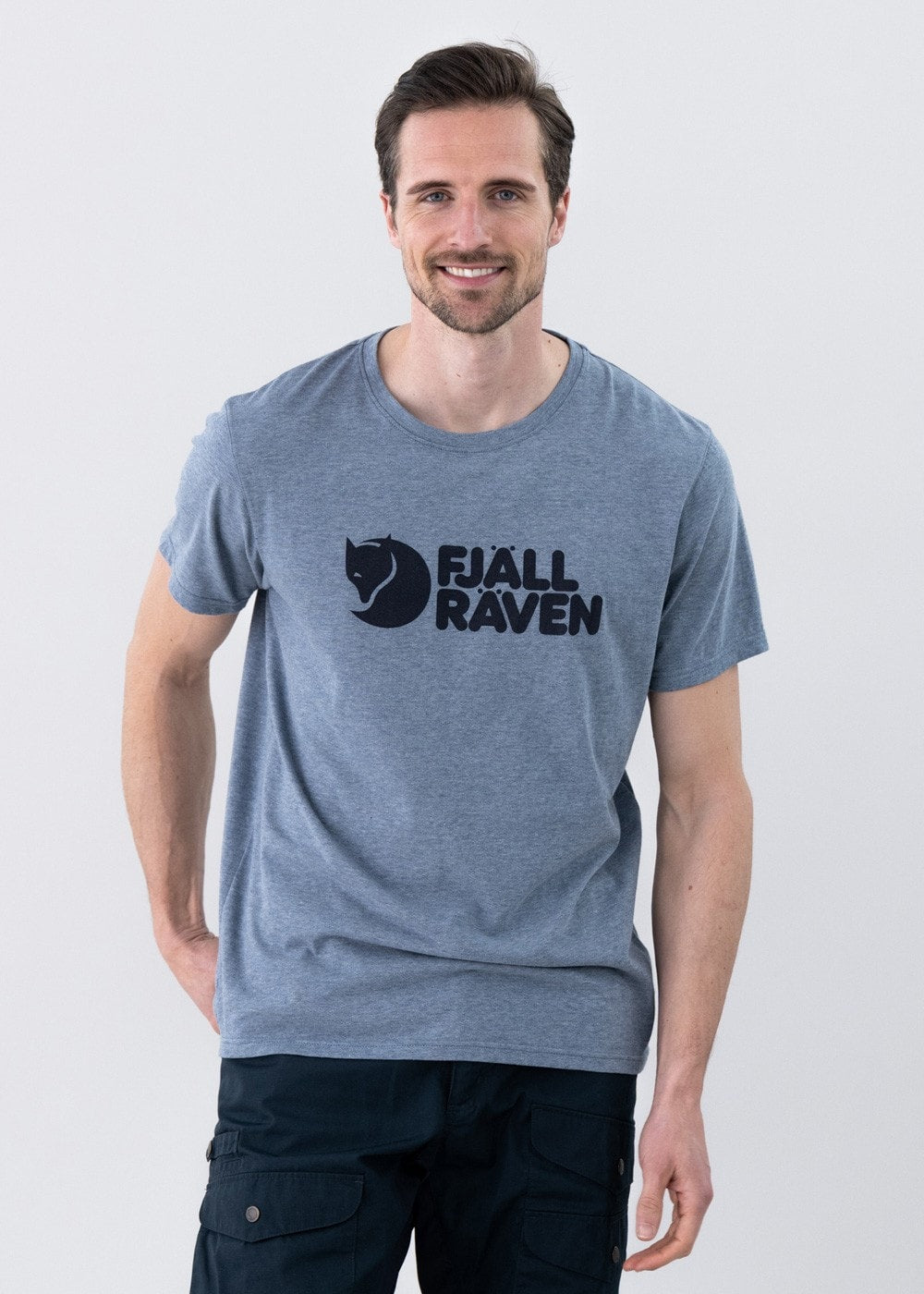 Fjallraven Logo Tee Shirt - Uncle Blue-Melange - 0