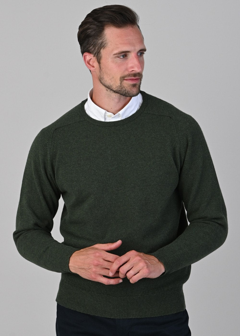 Leven 2 Ply Lambswool Crew Neck - Rosemary - 2