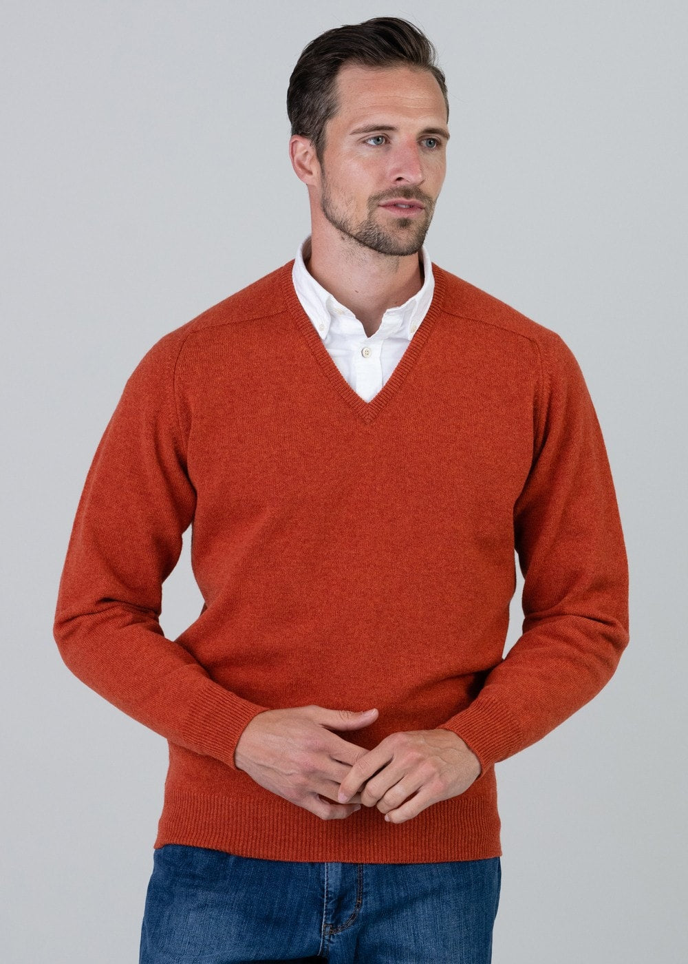 Leven 2 Ply Lambswool V-Neck Plus Size - Ember - 2