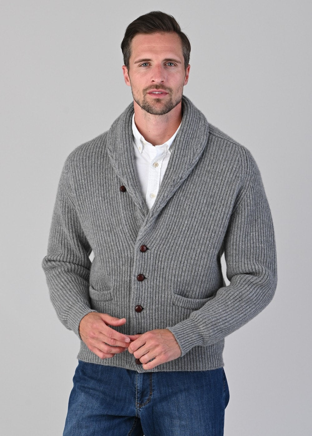 Cashmere Windsor Shawl Jacket - Flannel - 4