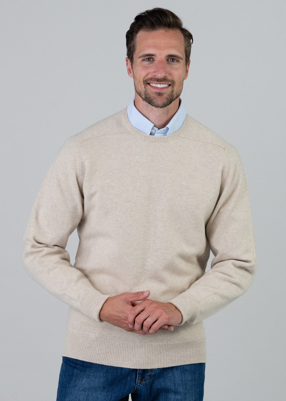 Melrose 2 Ply Cashmere V-Neck - Linen - 3