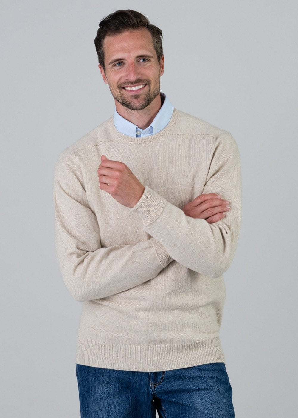 Melrose 2 Ply Cashmere V-Neck - Linen - 4