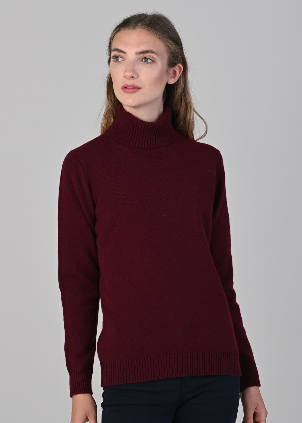 Lindsey Lambswool Roll Neck - Bordeaux - 3