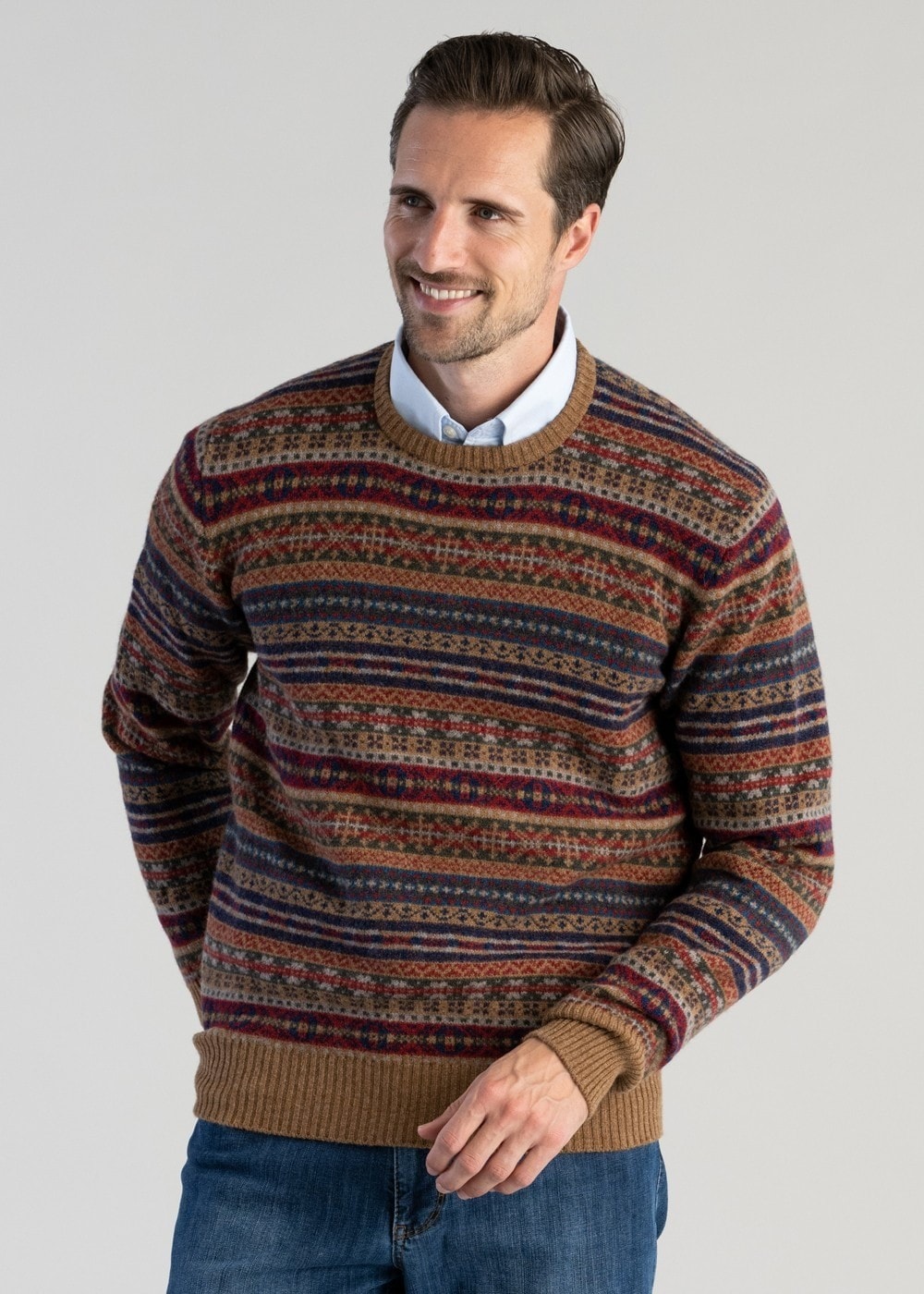 Lambswool Fairisle Crew - Driftwood - 2