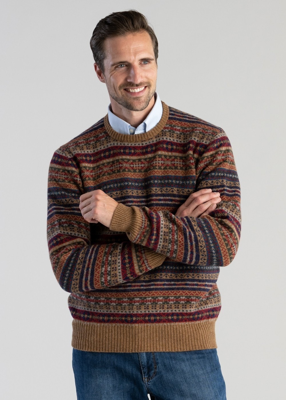 Lambswool Fairisle Crew - Driftwood - 3