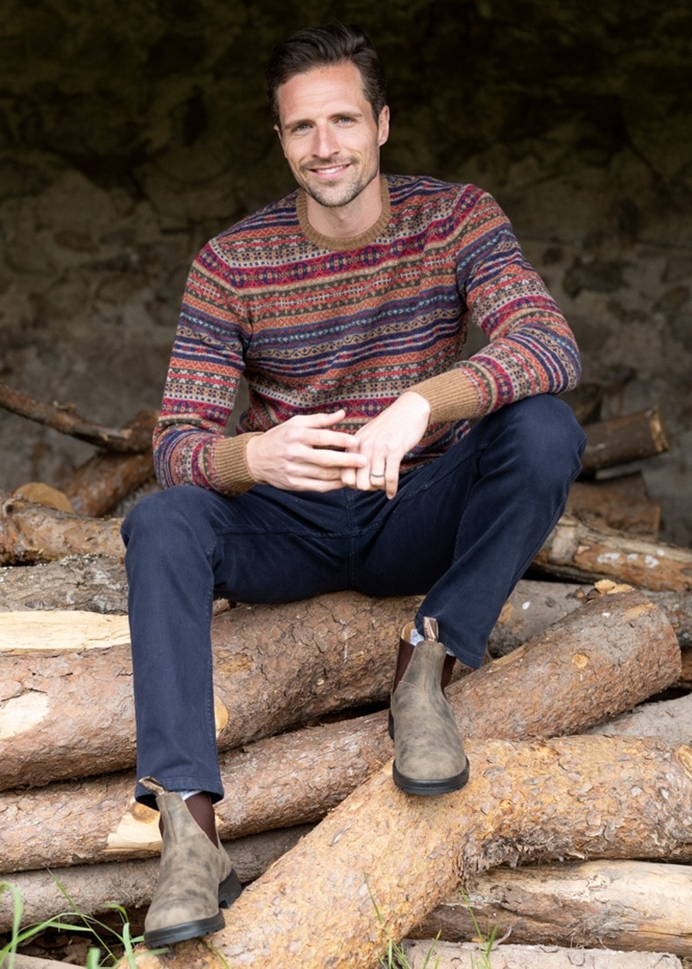Lambswool Fairisle Crew - Driftwood - 4