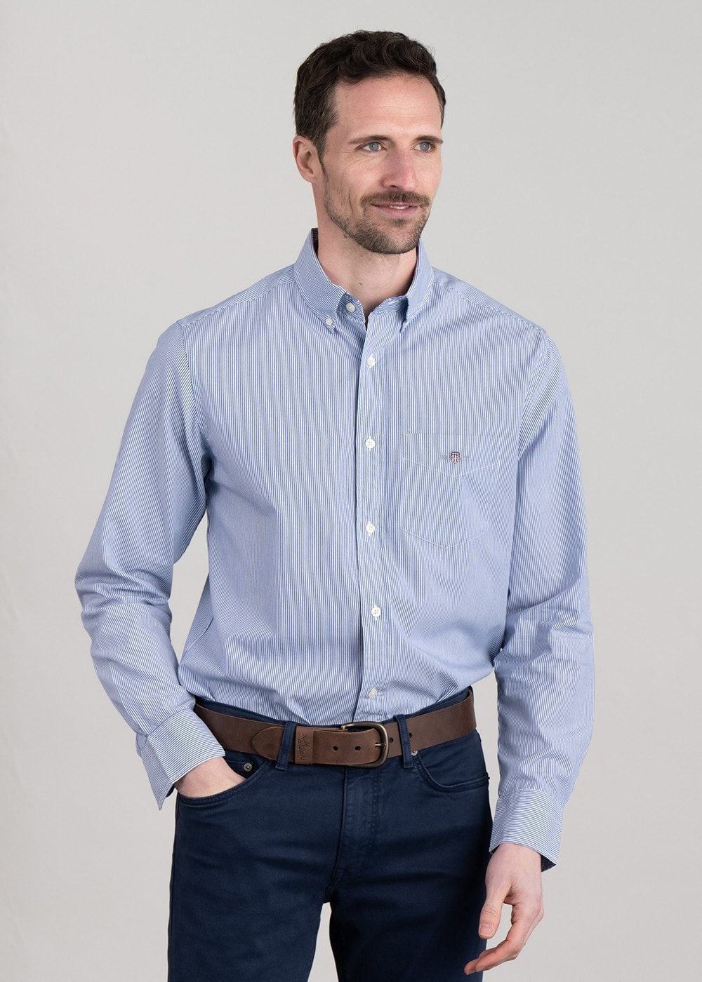 Poplin Banker Shirt - College Blue - 0