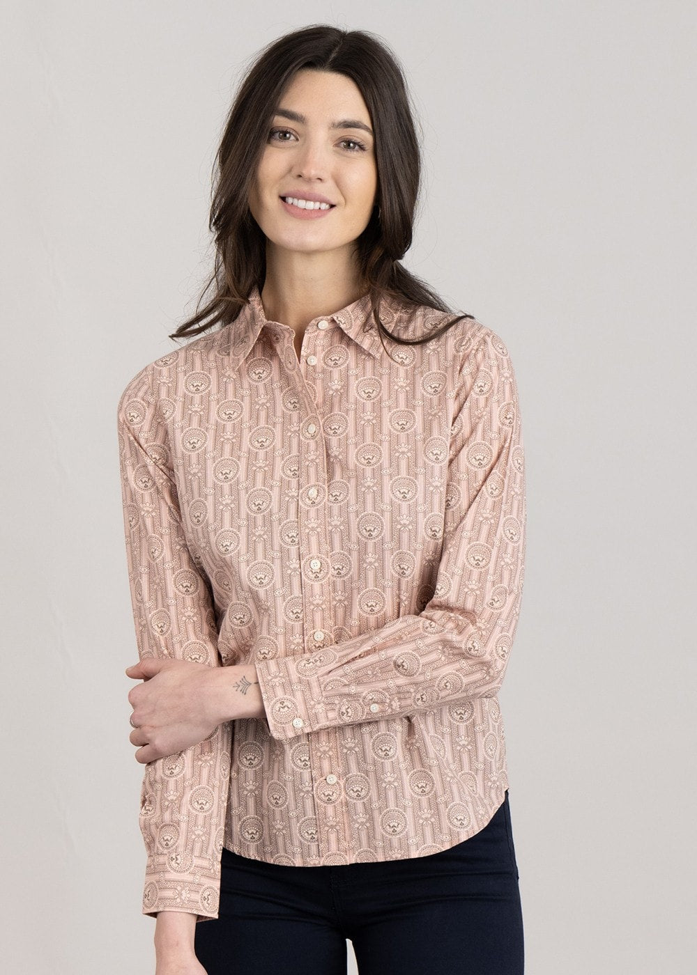 Archive Print Shirt - Salmon Pink - 1