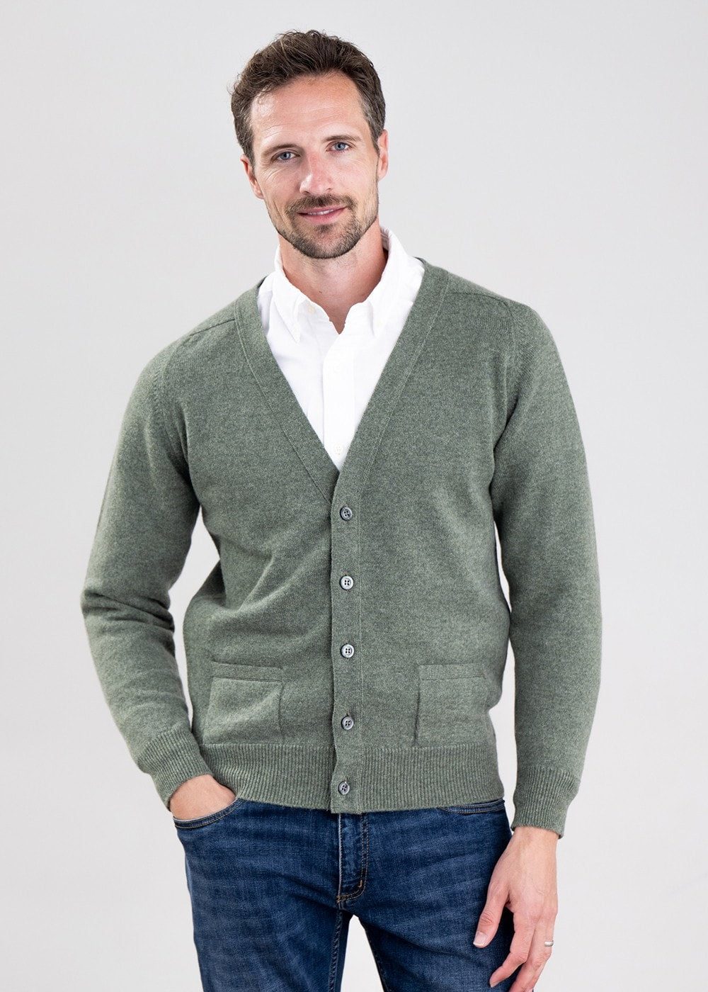 Leven 2 Ply Lambswool Cardigan - Landscape - 1