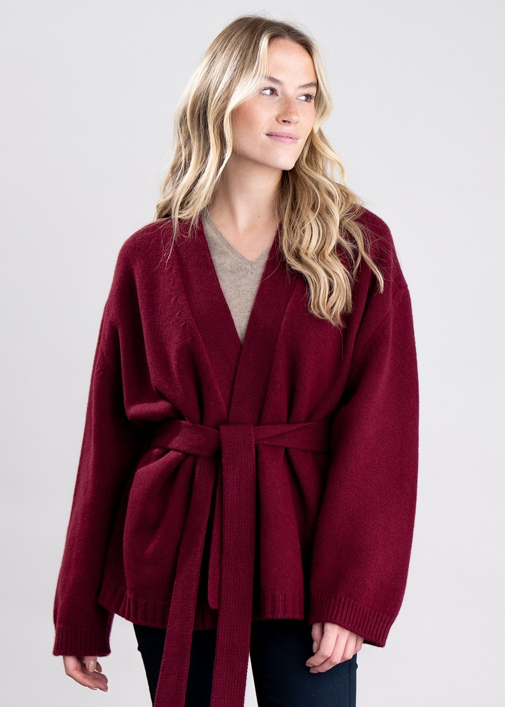 Taylor Twill Margaret Kimono Cardigan – Bordeaux – Humes Outfitters