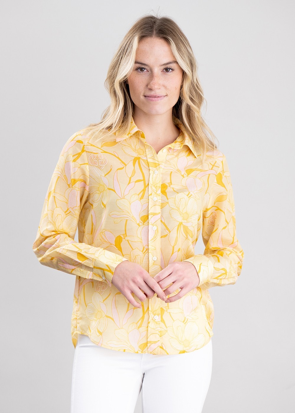 Magnolia Cotton Silk Shirt - Dusty Yellow - 3