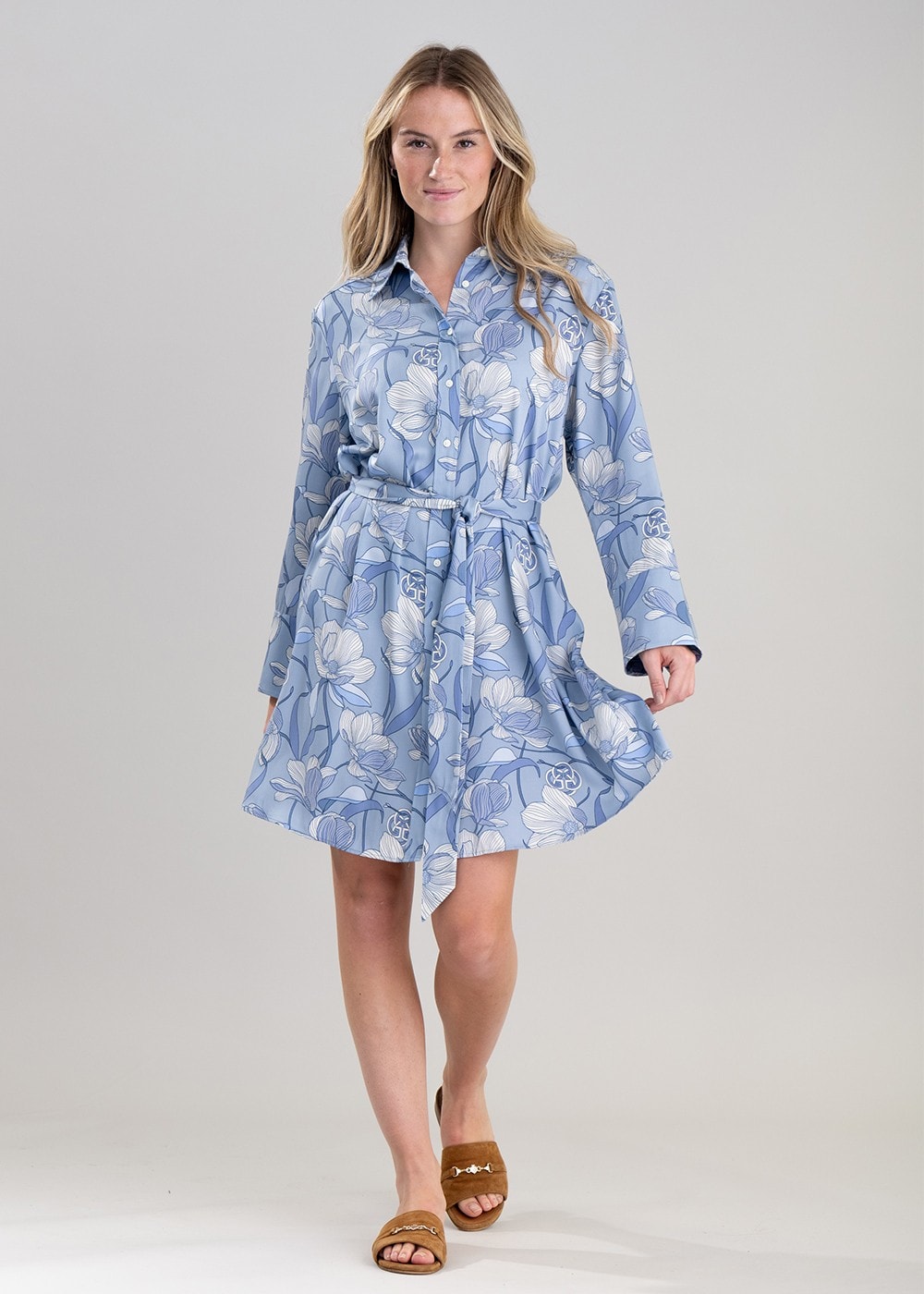 Magnolia Shirt Dress - Dove Blue - 1