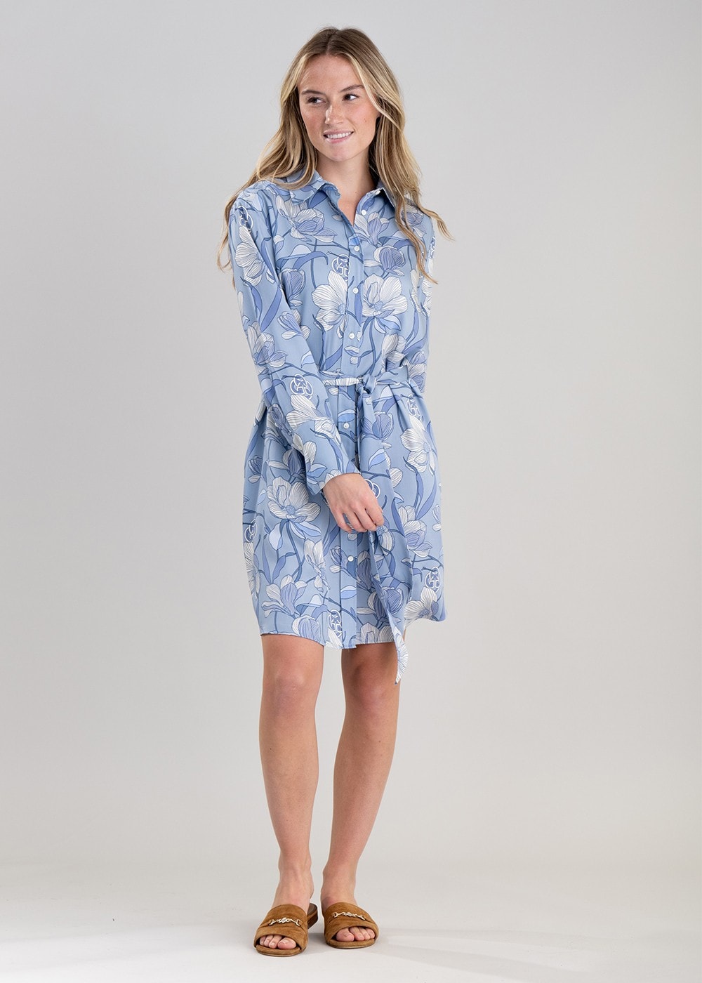 Magnolia Shirt Dress - Dove Blue - 3