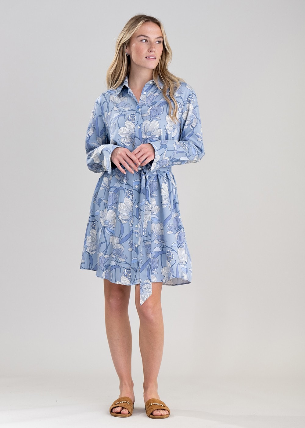 Magnolia Shirt Dress - Dove Blue - 4