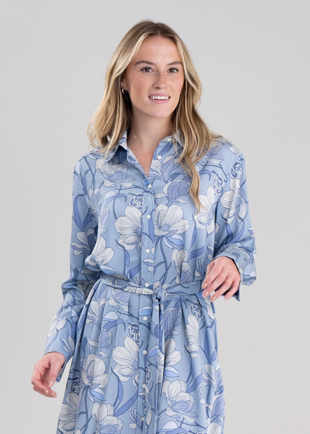 Magnolia Shirt Dress - Dove Blue - 5