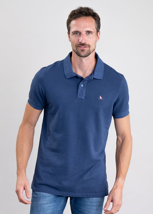 St Ives Garment Dyed Jersey Polo Shirt - French Navy - 1
