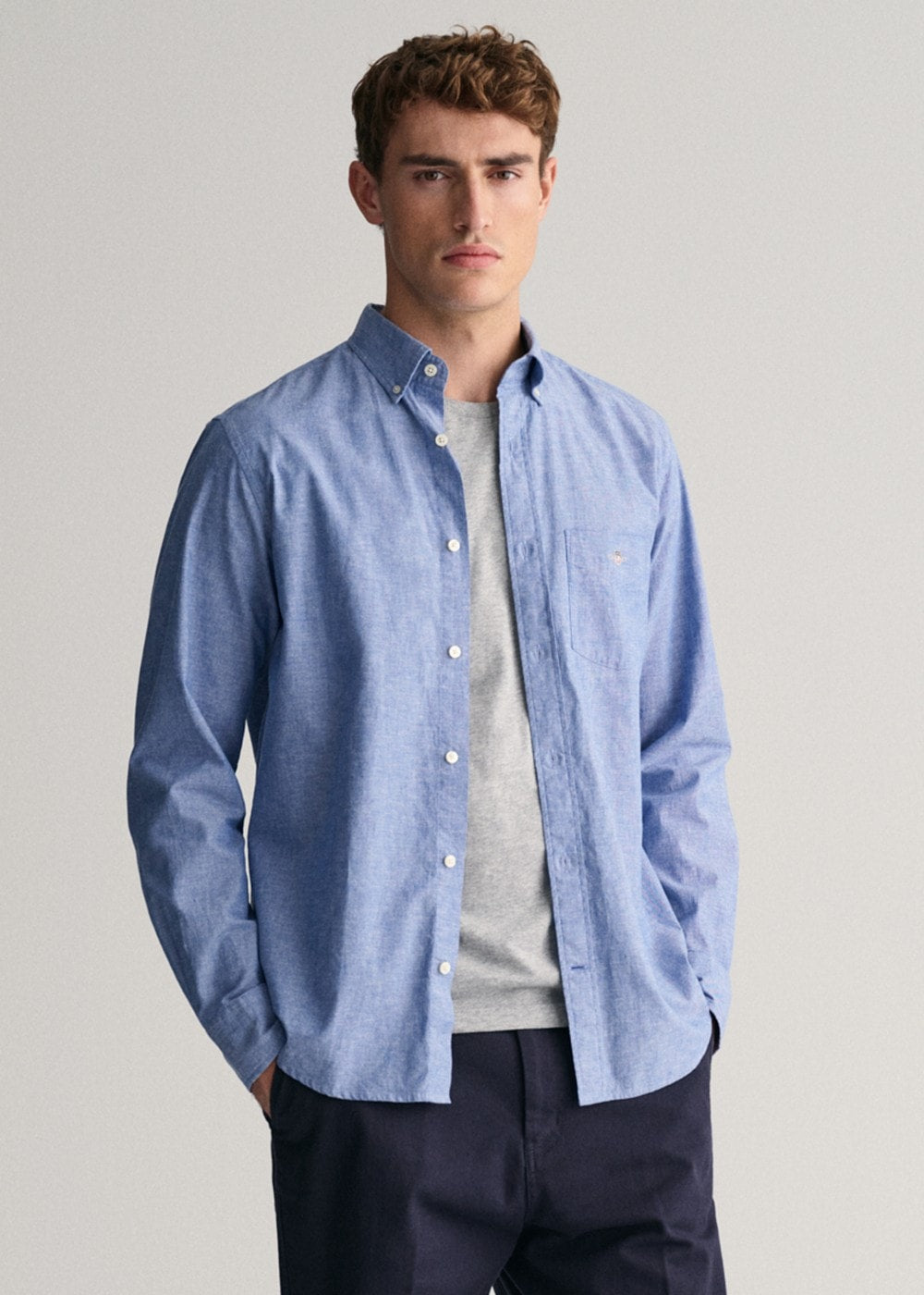 Cotton Linen Shirt - Rich Blue - 1