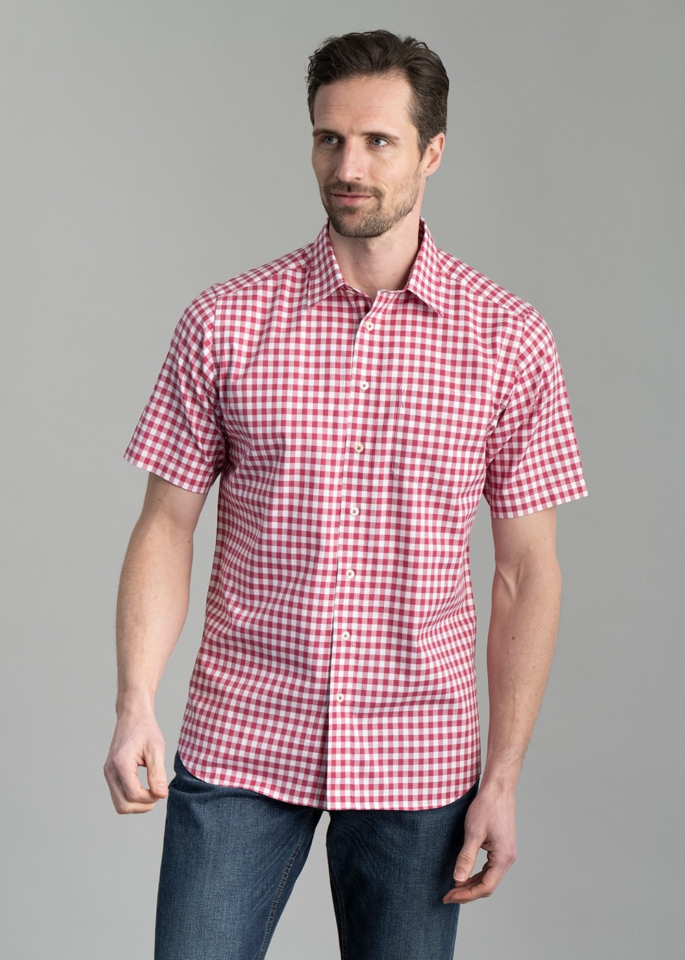 Jasper Short Sleeve Oxford Shirt - Ruby - 3