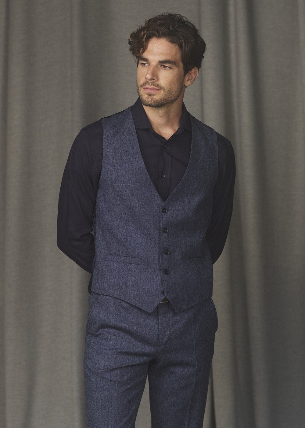 Magee Tolka Donegal Waistcoat Blue Salt Ad Pepper Humes Outfitters