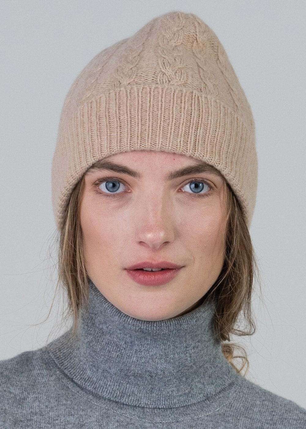 Cashmere Cable Hat - Camel - 1