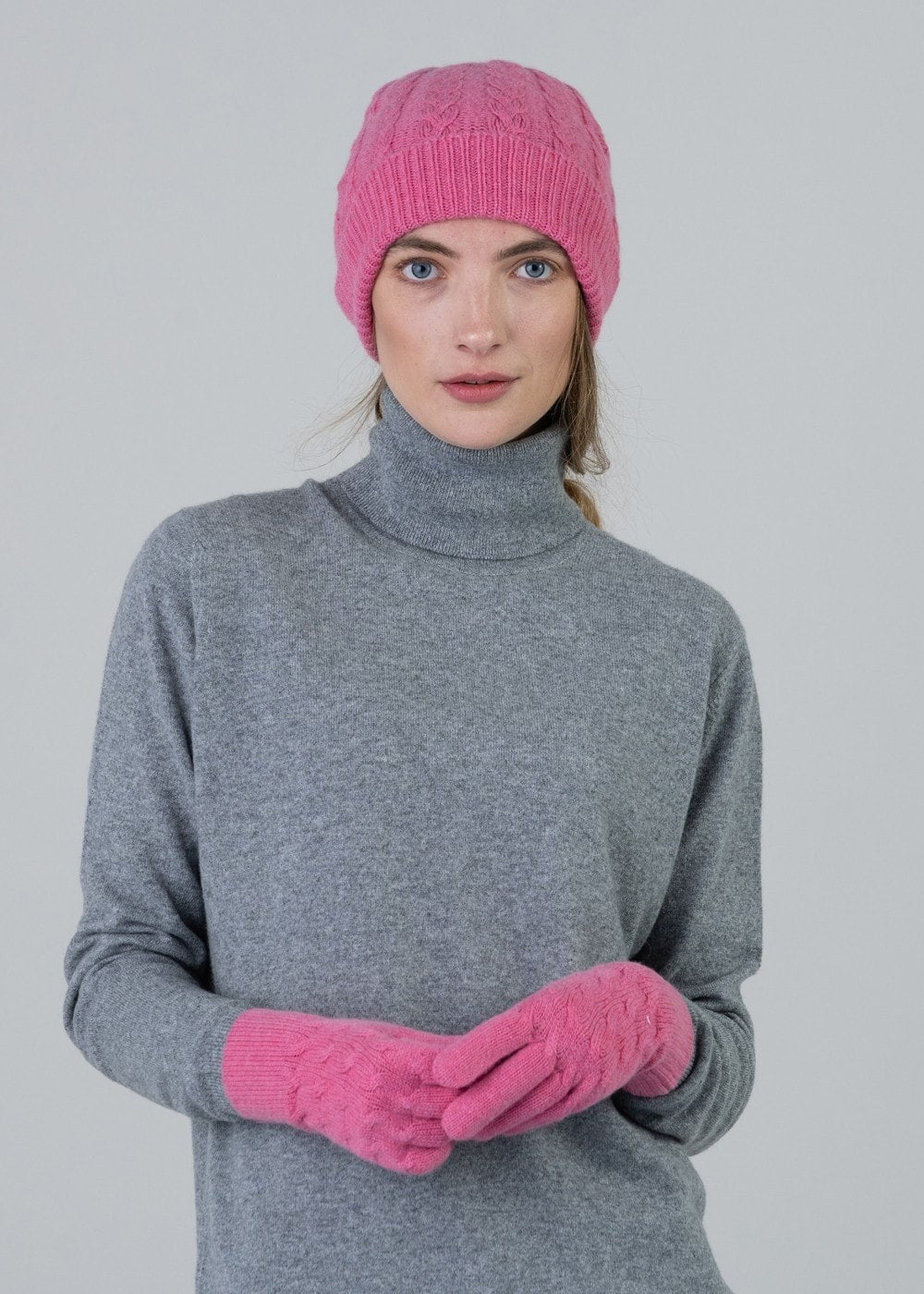 Cashmere Cable Gloves - Starlet - 1