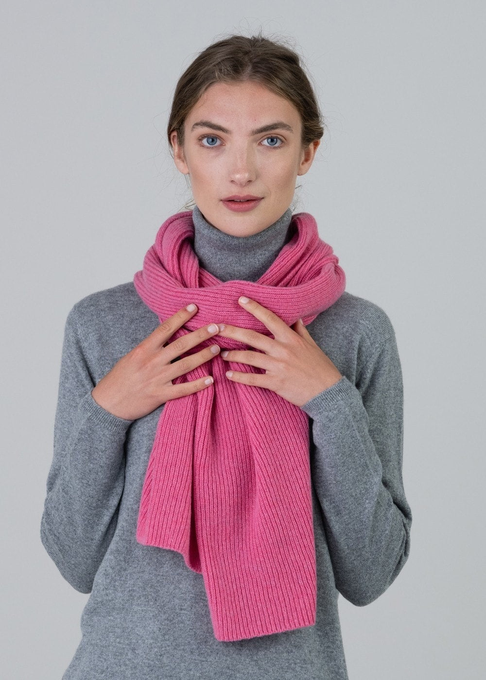 Cashmere Ribbed Scarf - Starlet - 0