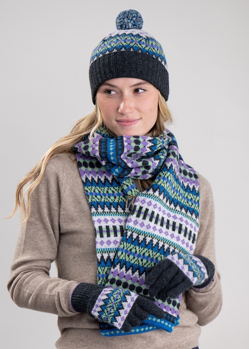 Hattie Lambswool Gloves - Smoke - 3