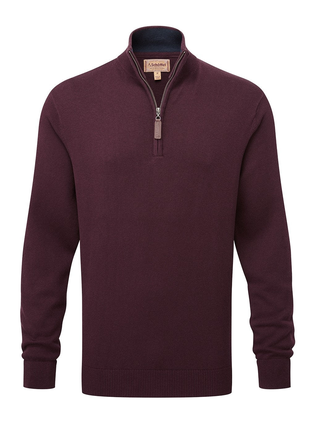 Calton Cotton Cashmere 1/4 Zip Jumper - Wine - 6
