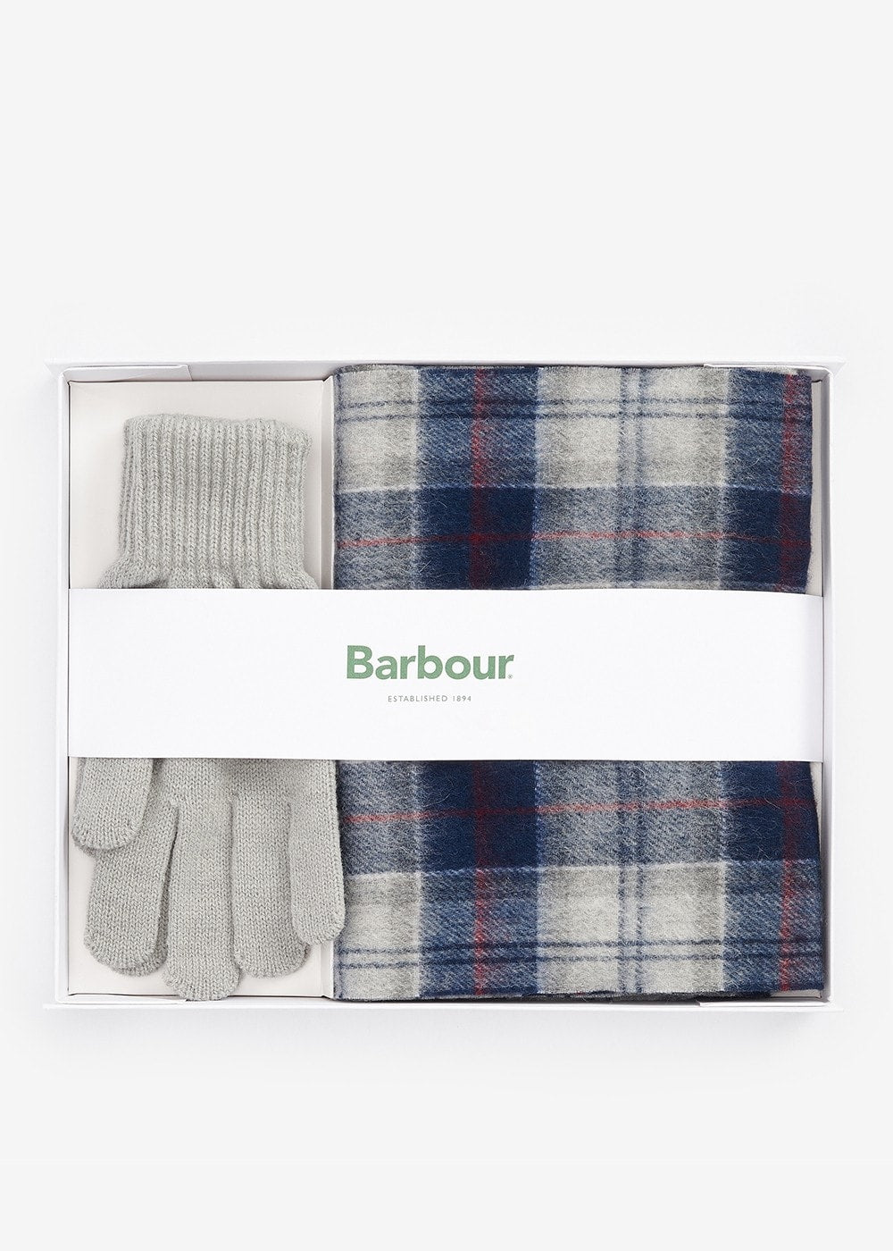 barbour schal handschuhe set Barbour Tartan Scarf & Glove Gift Set Mens Blue Granite Size: One Size