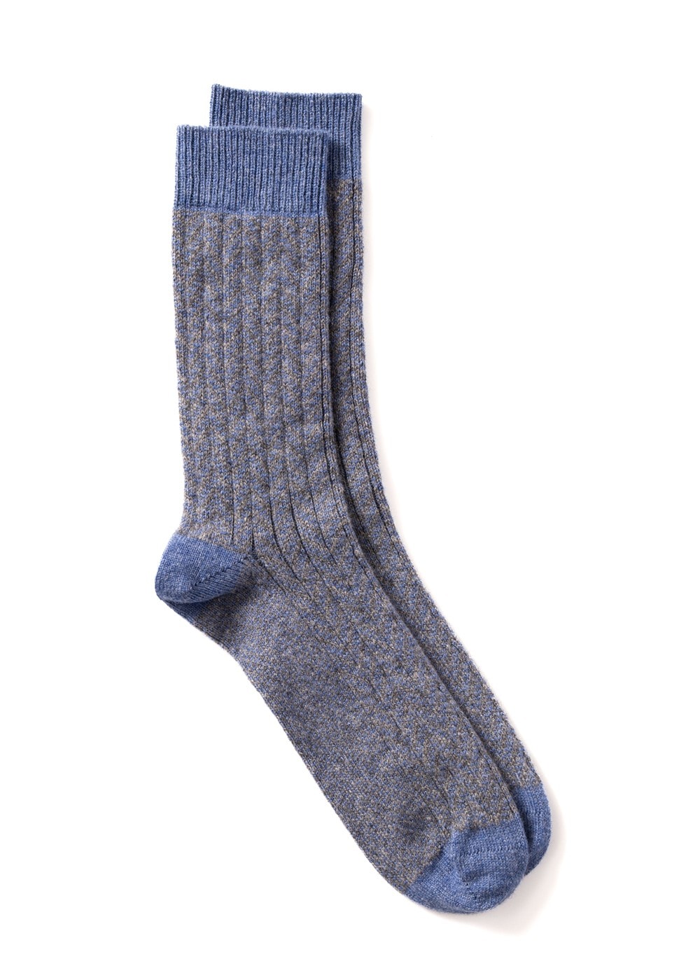 Felix Chevron Cashmere Socks AW23 - Blue and Steel - 0