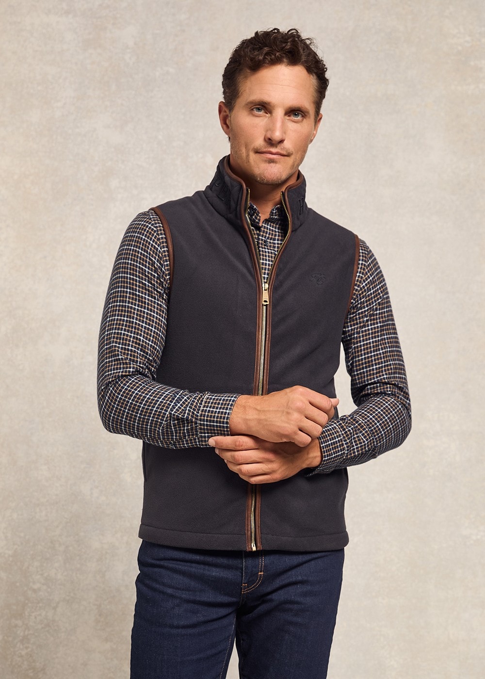 Holland Cooper Country Fleece Gilet (Heren) Ink Navy Humes