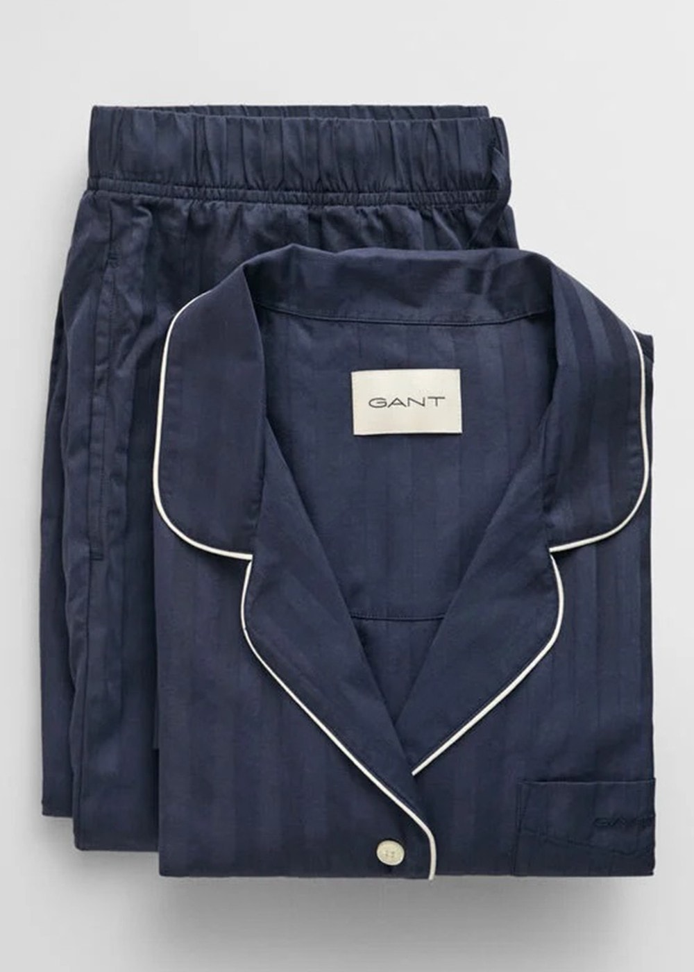 Satin Stripe Pyjama Set - Evening Blue - 5