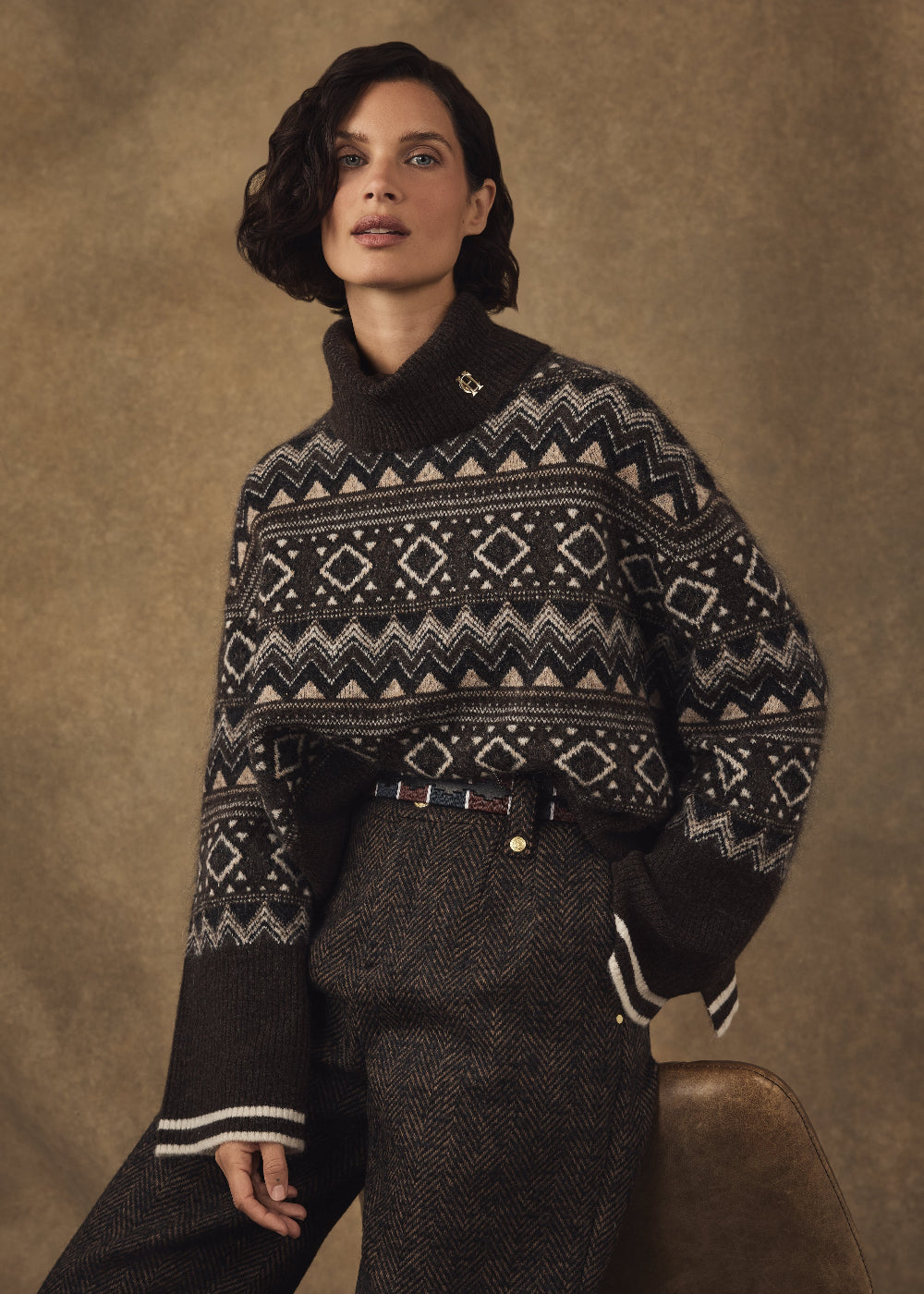 Antonia Fairisle Roll Neck Knit