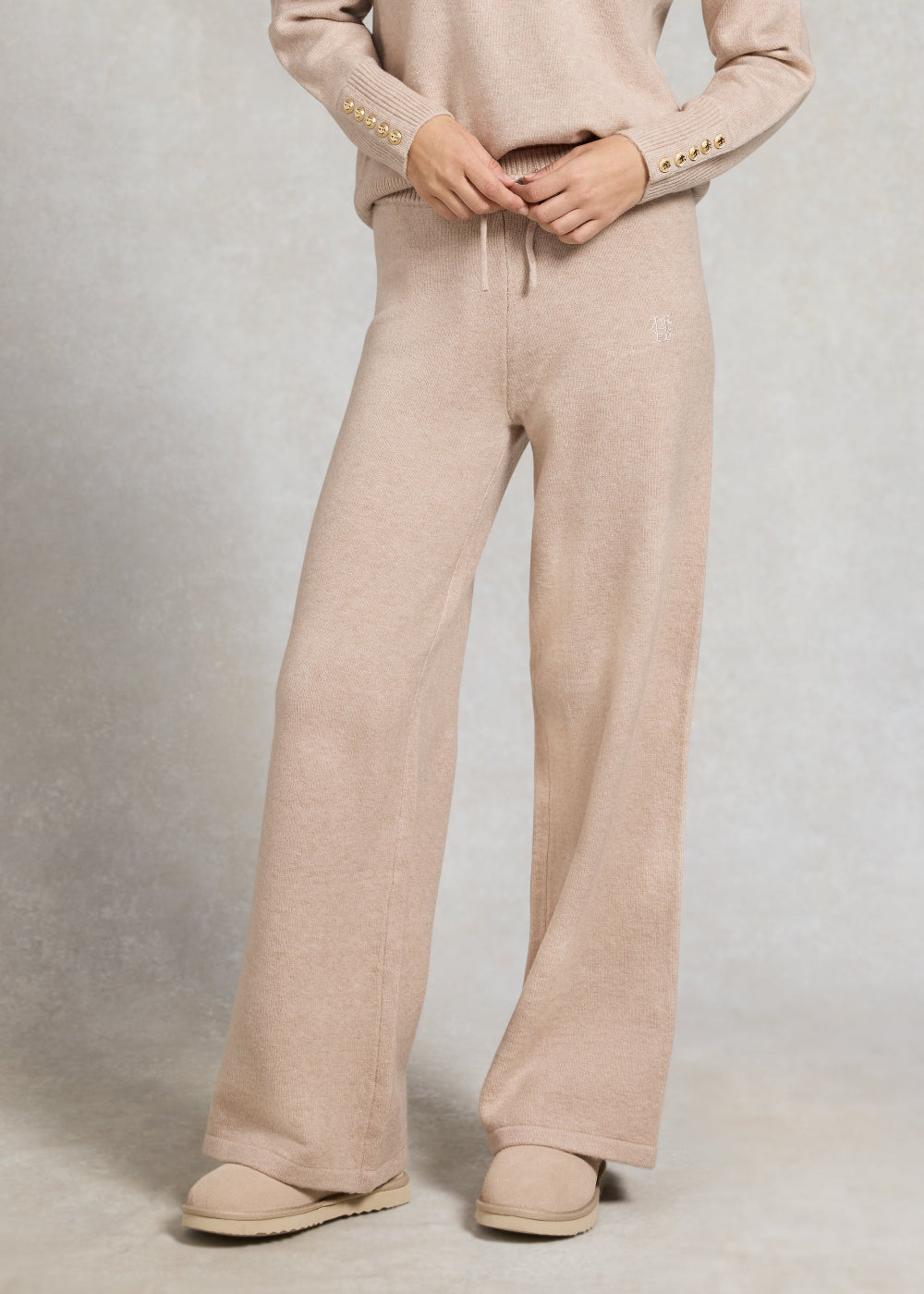 Holland Cooper Nina Wide Leg Pants – Toffee Marl – Humes Outfitters