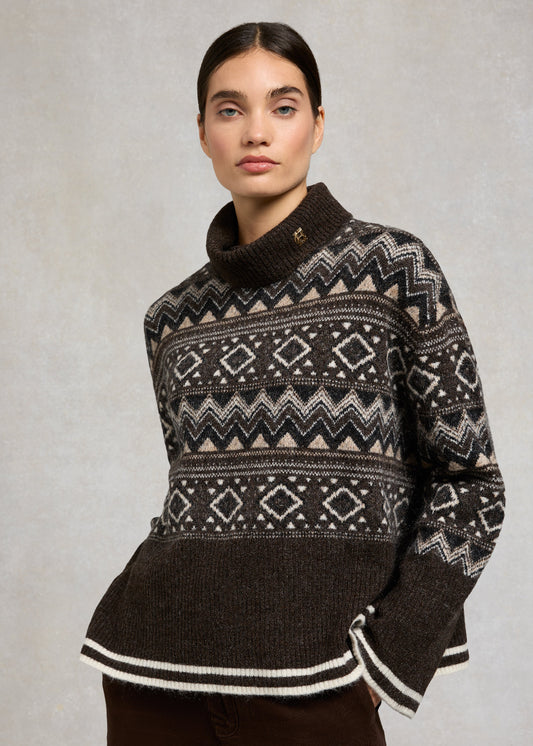 Antonia Fairisle Roll Neck Knit