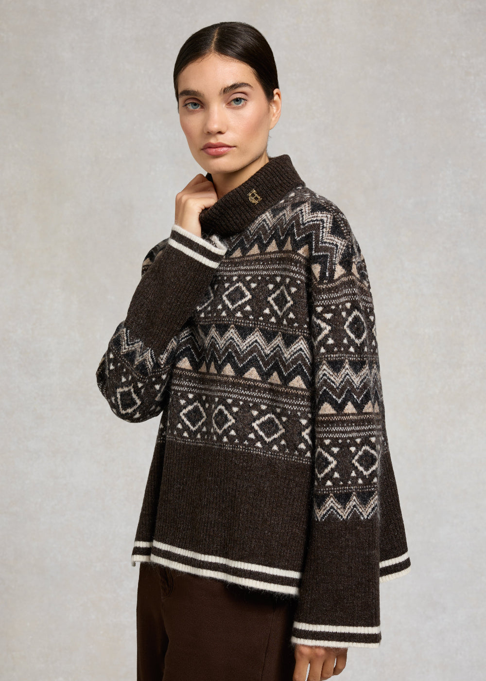 Antonia Fairisle Roll Neck Knit