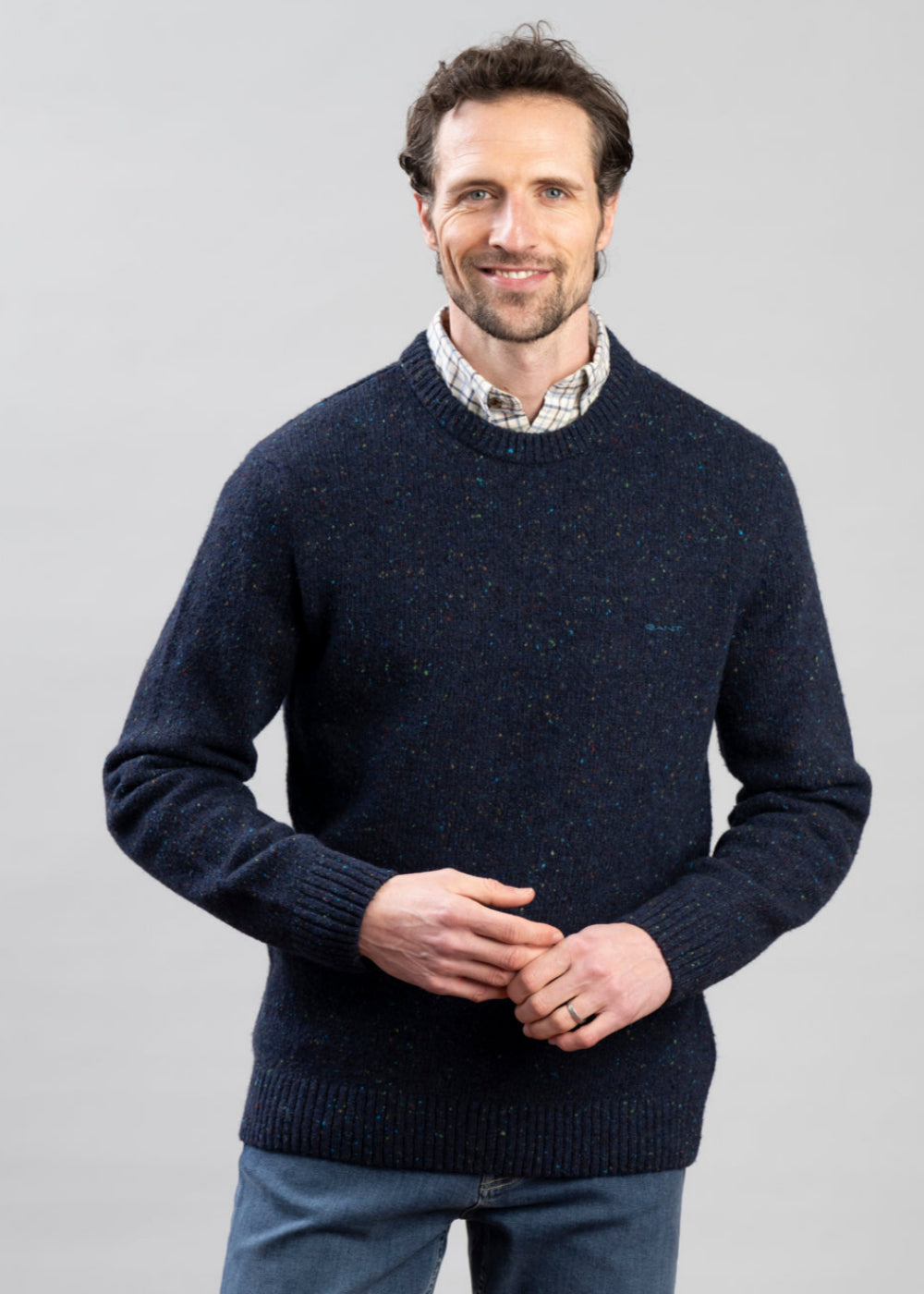 Wool Blend Neps Crew Neck