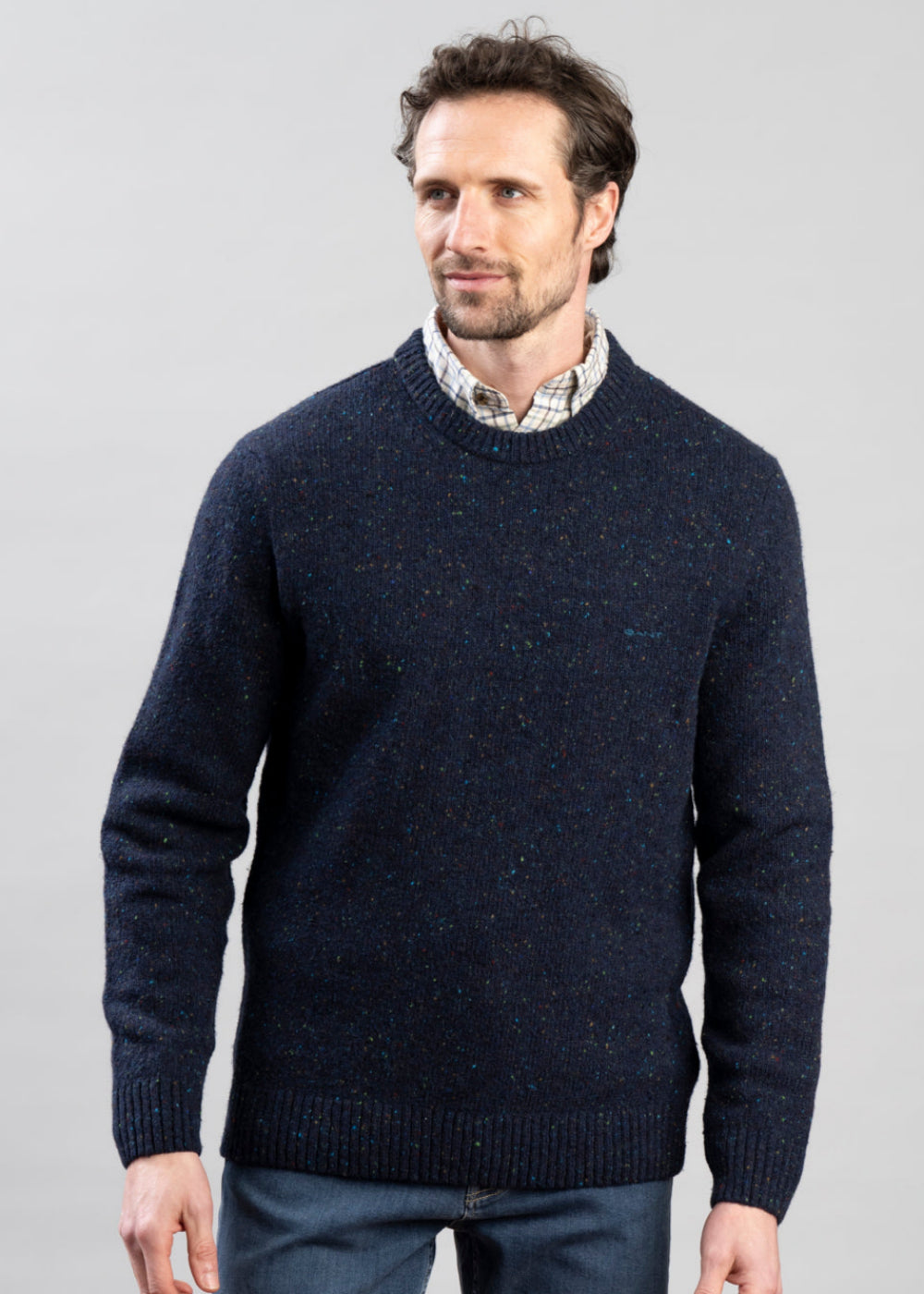 Wool Blend Neps Crew Neck