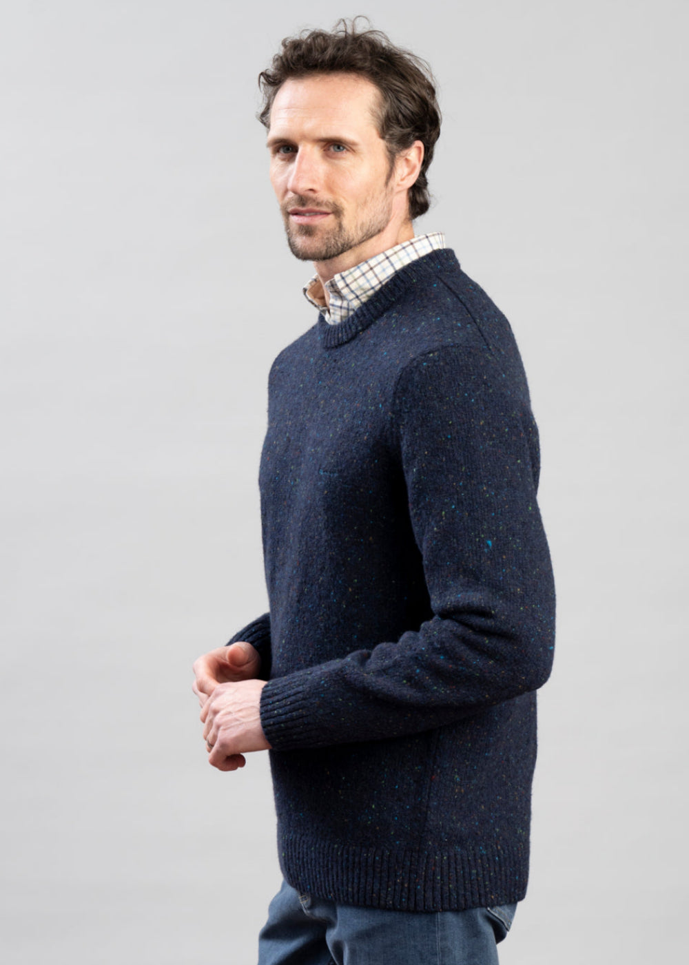 Wool Blend Neps Crew Neck
