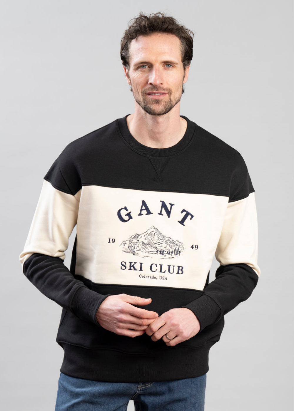 Blocked Embroidered Sweatshirt