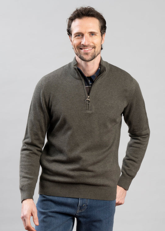 Cotton Half Zip Knitted Jumper