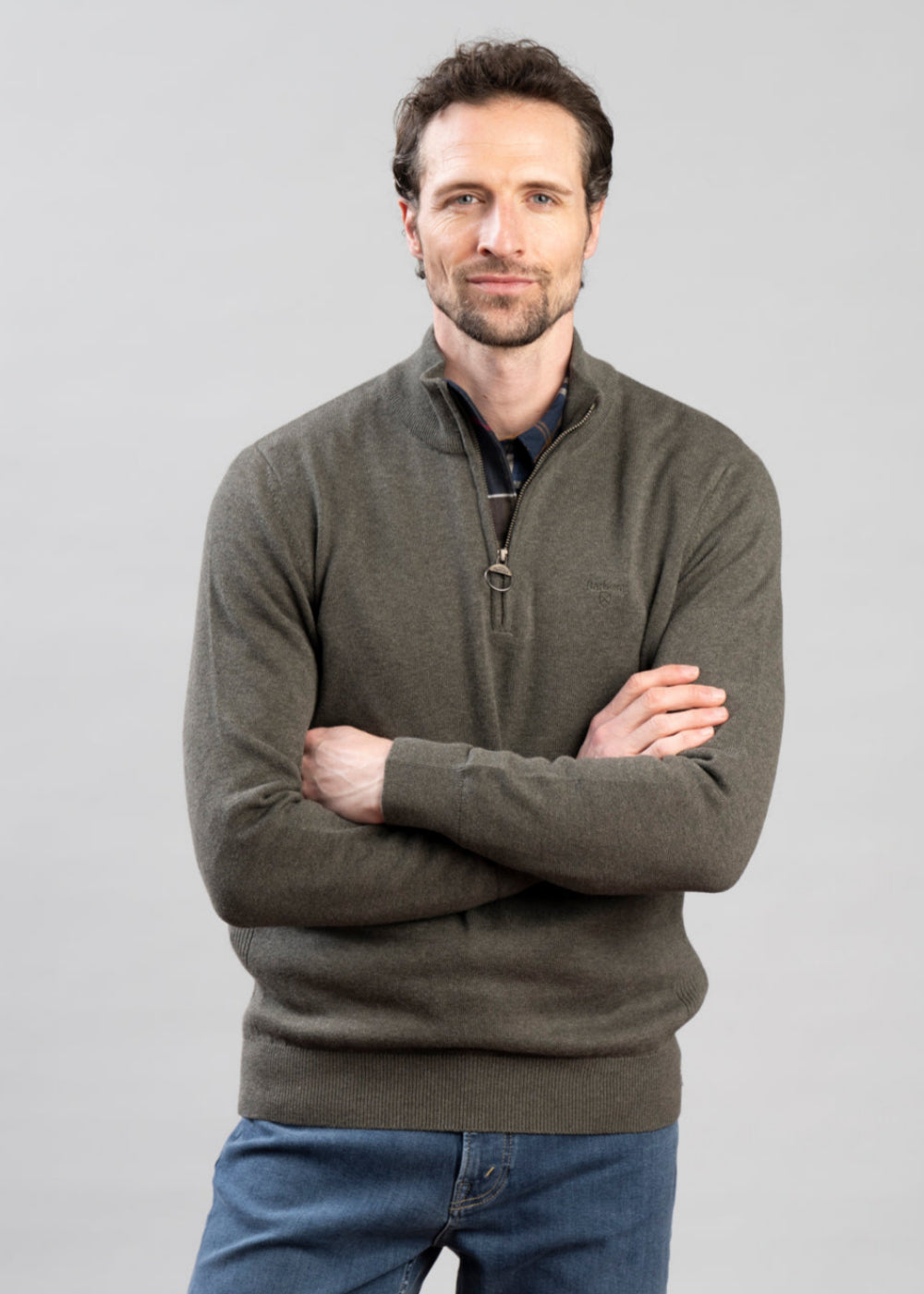 Cotton Half Zip Knitted Jumper