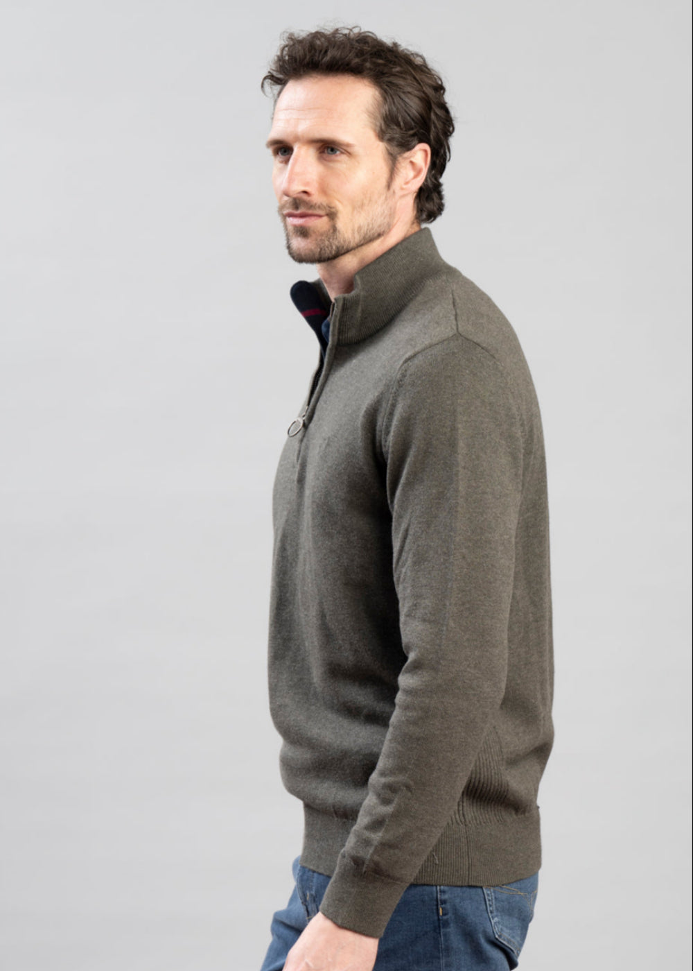 Cotton Half Zip Knitted Jumper