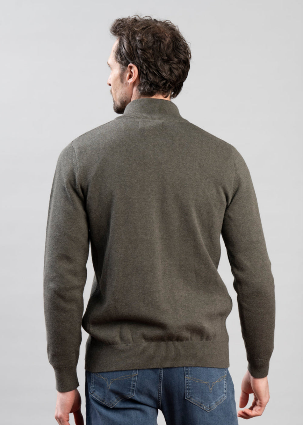 Cotton Half Zip Knitted Jumper