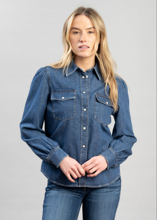 Puff Sleeve Denim Shirt